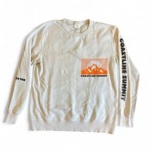 H&M Coastline Summit Graphic Crewneck Sweatshirt, Cream/Orange, Size M